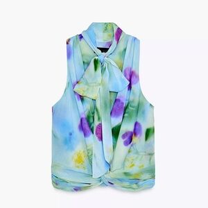 ZARA NWT Sleeveless Blouse - Blue/Purple- Boho, girly, festival - Size Small 🧚